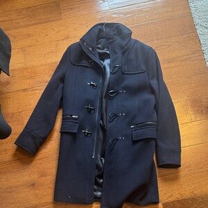 H&M Men's Dark Blue Toggle Trench Coat